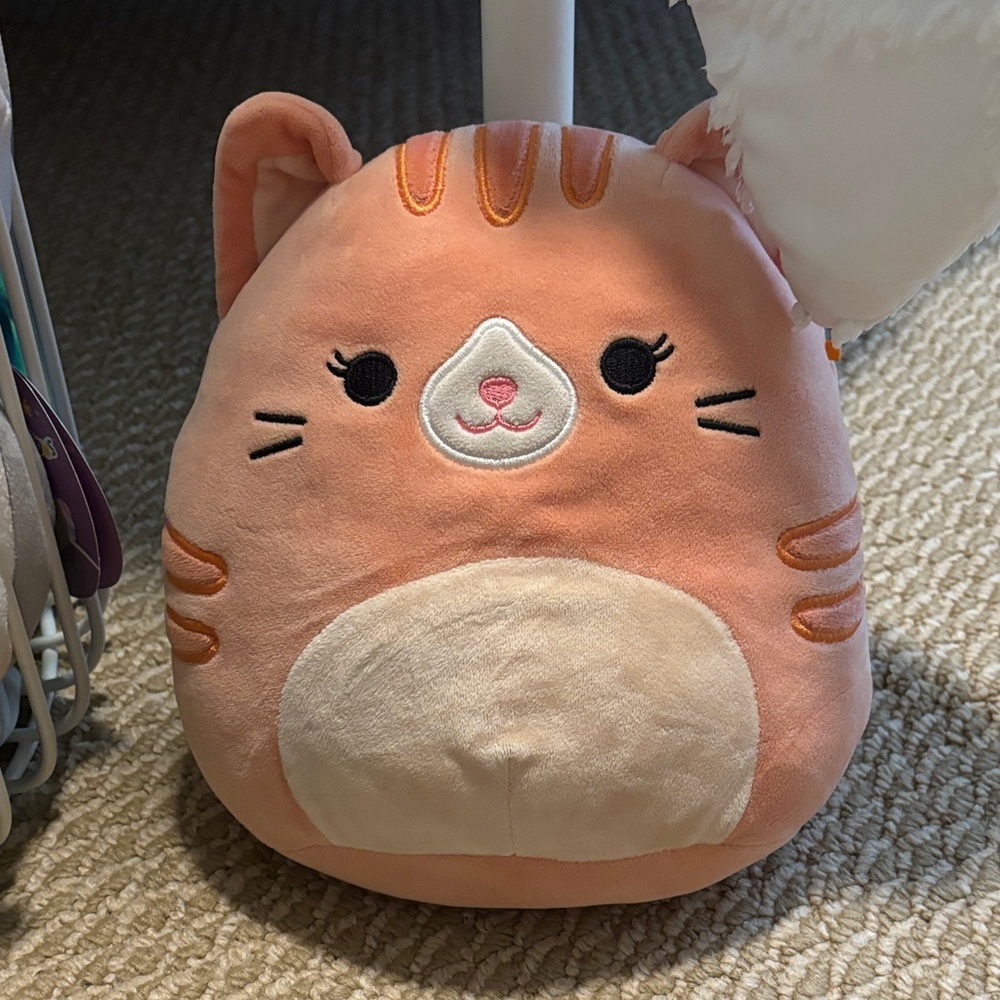 Squishmellow peach cat Plush Cat Toy - Peach and Cream